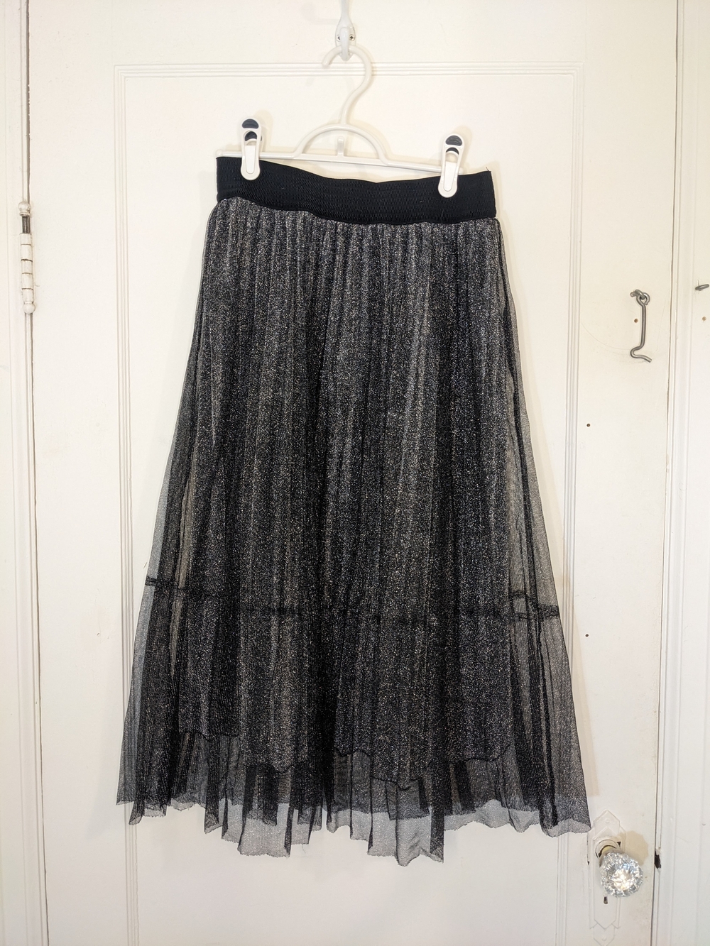 Sparkle Black Tulle Midi Skirt - Women's